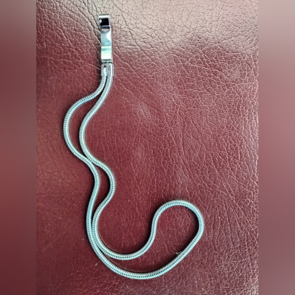Silver Snake Scale Type Round Chain Key/Badge -Chain